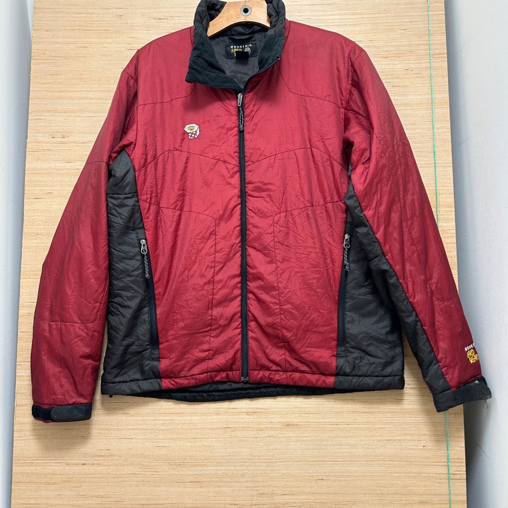 Mountain Hardwear Mens Insulated Ripstop Jacket Red Black Medium Mock Neck Zip
